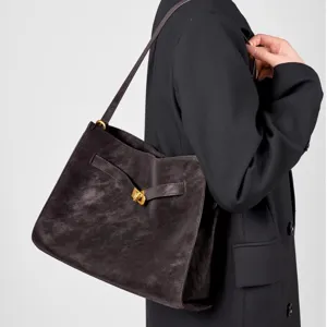 Women Genuine Leather Tote Bag Retro Casual Large Capacity Cowhide Shoulder Bag Commuter Handbag Underarm Bag
