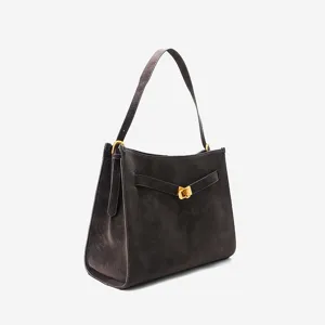 Elegant women's genuine leather shoulder bag retro underarm handbag daily commuter tote bag