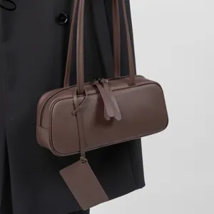 Genuine leather shoulder bag for women, vintage boston pillow bag, large capacity underarm design.