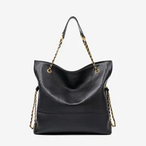 Genuine leather tote bag large capacity quilted chain shoulder bag for women daily commuting