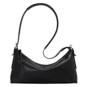 Klassieke zwarte lederen schoudertas, minimalistische hobo tas voor dagelijks gebruik.