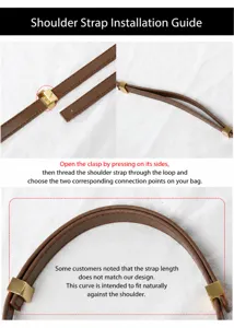Leather bag strap replacement adjustable brown leather strap with gold hardware details