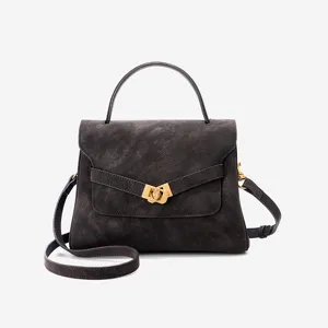 Retro cowhide women handbag vintage top handle shoulder bag large capacity casual crossbody bag