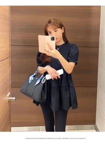 Black genuine leather tote bag for women, classic minimalist commuter handbag with stylish twilly.