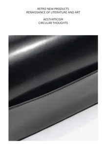 Black glossy leather crossbody bag minimalist commuter shoulder bag product detail view