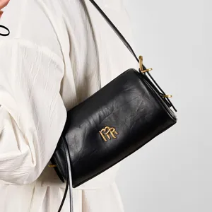 Genuine Leather Shoulder Bag For Women Vintage Underarm Bag Fashion Top Layer Cowhide Baguette Bag Commuting Handbag