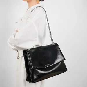 Μεγάλης Χωρητικότητας Γνήσιο Δερμάτινο Tote Bag Για Γυναίκες Τσάντα Ώμου με Αλυσίδα
