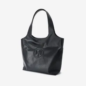 Black leather tote bag for women, vintage hobo shoulder bag with large capacity for daily use.