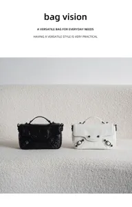 Genuine leather nano top handle flap bag women motorcycle crossbody stylish niche shoulder bag