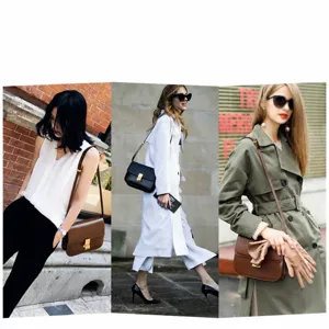 Leather box crossbody bag for women, classic elegant shoulder bag for daily commute and travel.