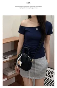 Women black bowling bag PU leather top handle shoulder handbag casual chic fashion purse