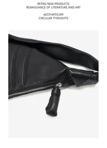Schwarze echte Lammfell Croissant Tasche Damen minimalistische Umhängetasche schick