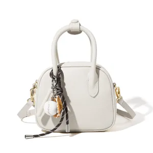 Women Genuine Leather Bowling Bag Vintage Shell Crossbody Bag Top Handle Purse Casual Handbag
