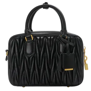 Women Genuine Leather Pleated Boston Bag Mini Solid Color Top Handle Shoulder Crossbody Handbag Casual Satchel Bag