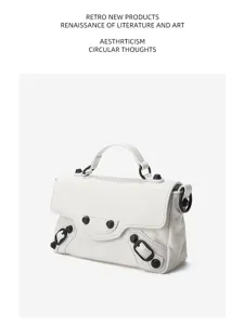 Genuine leather nano handbag vintage motorcycle crossbody bag stylish casual leather shoulder bag