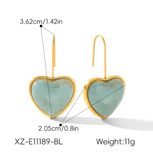 Chic dopamine resin heart drop earrings for women, stainless steel gold hook, stylish jewelry