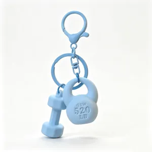 Blue mini fitness keychain dumbbell kettlebell pendant bag charm cute accessory gift