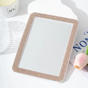 Rhinestone makeup mirror desk vanity mirror portable cosmetic glass mirror sparkling chic