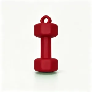 Mini llavero de mancuerna roja, lindo accesorio deportivo de fitness colgante bolso.