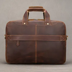 Borsa a mano vintage in pelle crazy horse per uomo, elegante borsa da lavoro.