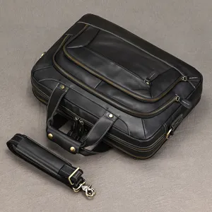 Elegante borsa da lavoro vintage in vera pelle da uomo grande capacità per laptop