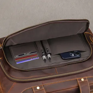 Borsa da lavoro vintage in pelle da uomo con scomparti multipli, tasche e porta carte.