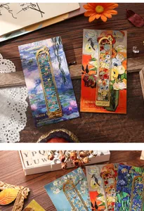 Vintage oil painting metal hollow bookmark delicate art page clip student stationery gifts