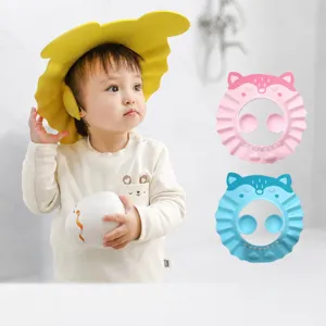 Bonnet de douche bébé avec protection d'oreilles réglable, chapeau de shampooing en silicone.