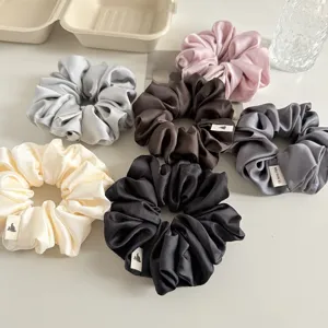 Französische Satin Plissierte Haargummis Elegante Einfarbige Elastische Haarbänder Für Damen Tägliche Haarstyling-Accessoires