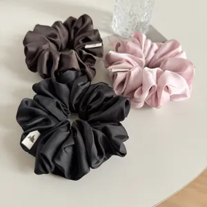 Französische Satin Haargummis große Zopfgummis Set elegante Haaraccessoires für Frauen