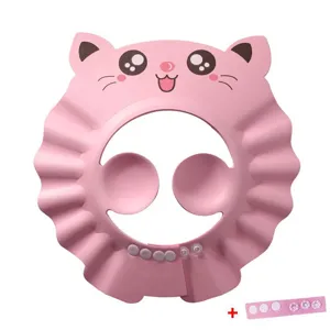 Bonnet de Shampoing Imperméable pour Bébé EVA Dessin Animé Chapeau de Bain Enfant Protection Oreille Ajustable