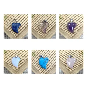 Natural stone heart pendant crystal gemstone charm necklace DIY jewelry making accessories