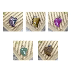 Natural stone heart pendant gemstone charm DIY jewelry making necklace accessories set