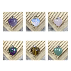 Natural crystal stone heart pendant DIY jewelry accessory multi-color options available