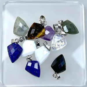 Ensemble de pendentifs en cristal facetté de pierre naturelle collier triangulaire DIY