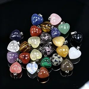 Natural stone heart-shaped crystal agate pendants love charms DIY jewelry accessories