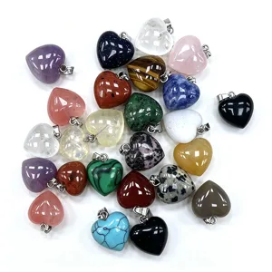 Natural gemstone heart-shaped crystal agate pendant DIY jewelry making accessories.