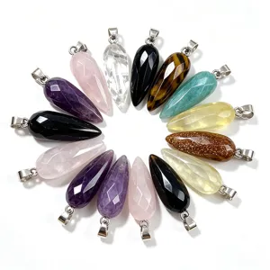 Pendentif Goutte Pierre Naturelle Facetté Collier Cristal Accessoires Bijoux DIY