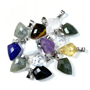 Pendentif en cristal facetté polygonal en pierre naturelle collier accessoires DIY lot