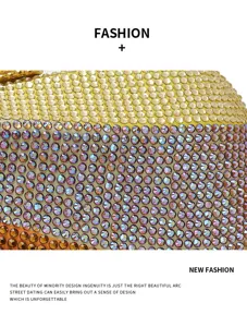 Stunning rhinestone evening bag with sparkling colorful crystals and chic color block design.