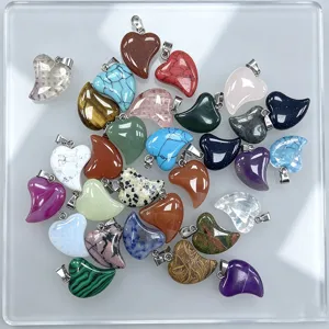 Natural gemstone heart pendant crystal quartz DIY necklace jewelry accessories main img