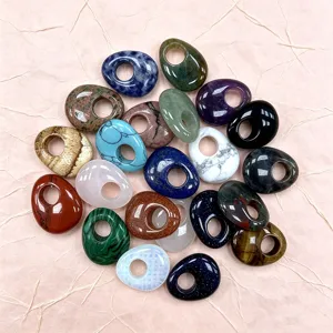 Natural stone crystal offset hole princess buckle pendant oval safety buckle DIY jewelry accessories