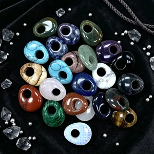 Natural stone crystal oval offset hole pendant DIY necklace jewelry making accessory