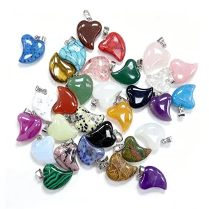 Natural stone heart pendant crystal charm DIY jewelry making accessories main item