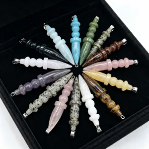 Natural stone crystal cone bullet pendant pendulum agate DIY jewelry making accessory main image