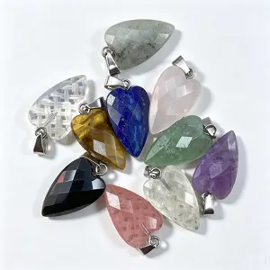 Natural stone faceted heart crystal pendant DIY necklace gemstone jewelry accessories
