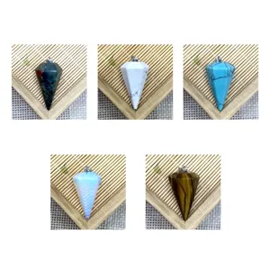 Pendente a pendolo esagonale in cristallo di pietra naturale per collana gioiello DIY.