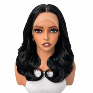 Μαύρη Γυναικεία Περούκα Lace Front 13x4 Κοντή Σγουρή Φυσική Αναπνεύσιμη για Μόδα