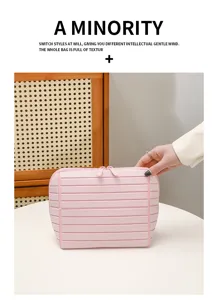 Borsa cosmetica geometrica minimalista, grande borsa da viaggio impermeabile per il trucco donna.