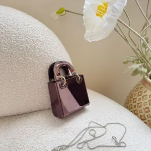 Mini spiegel metallic afwerking ketting schoudertas, elegante kleine vierkante dames tas.